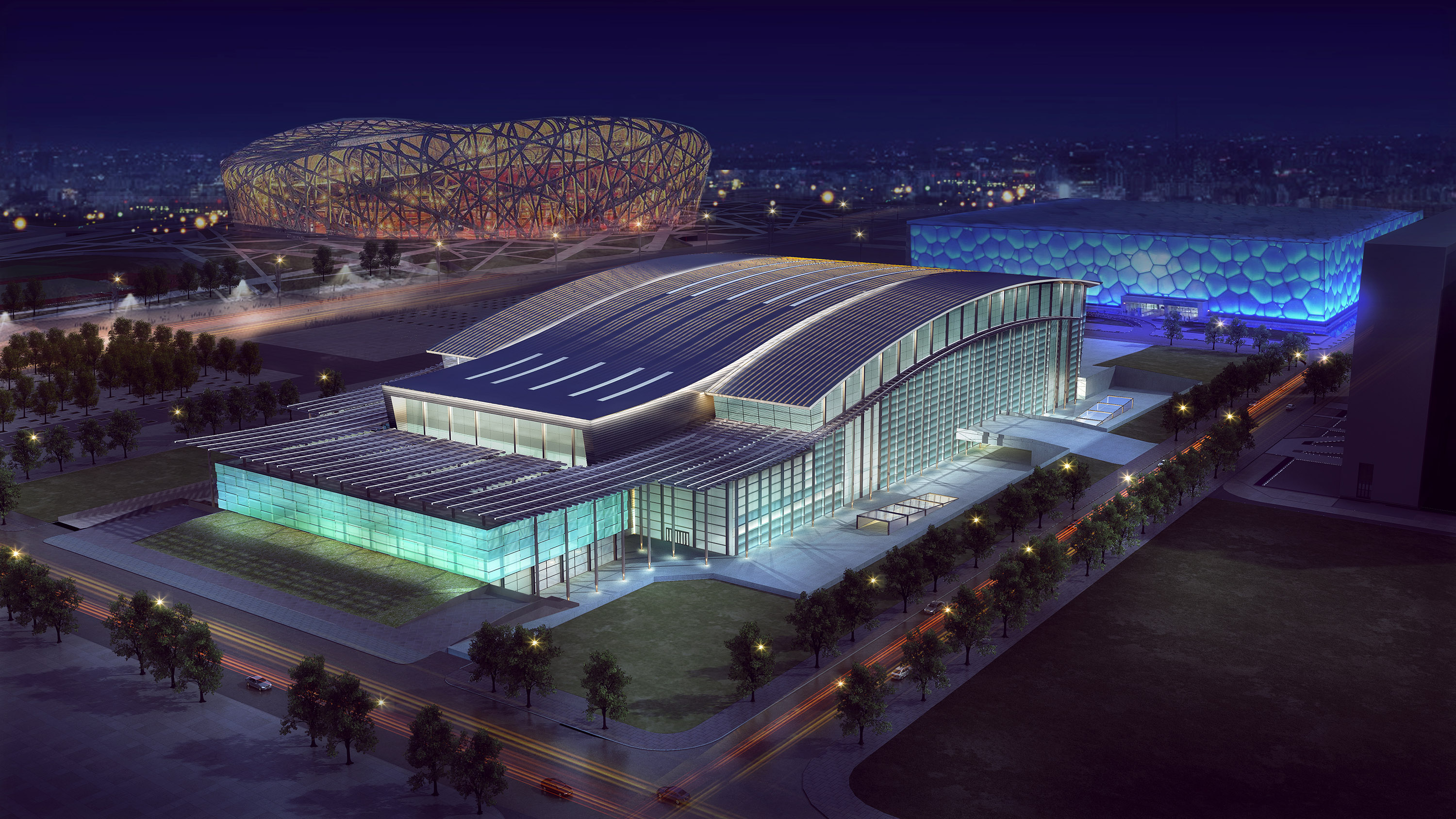 Exterior of National Indoor Stadium in Beijing 