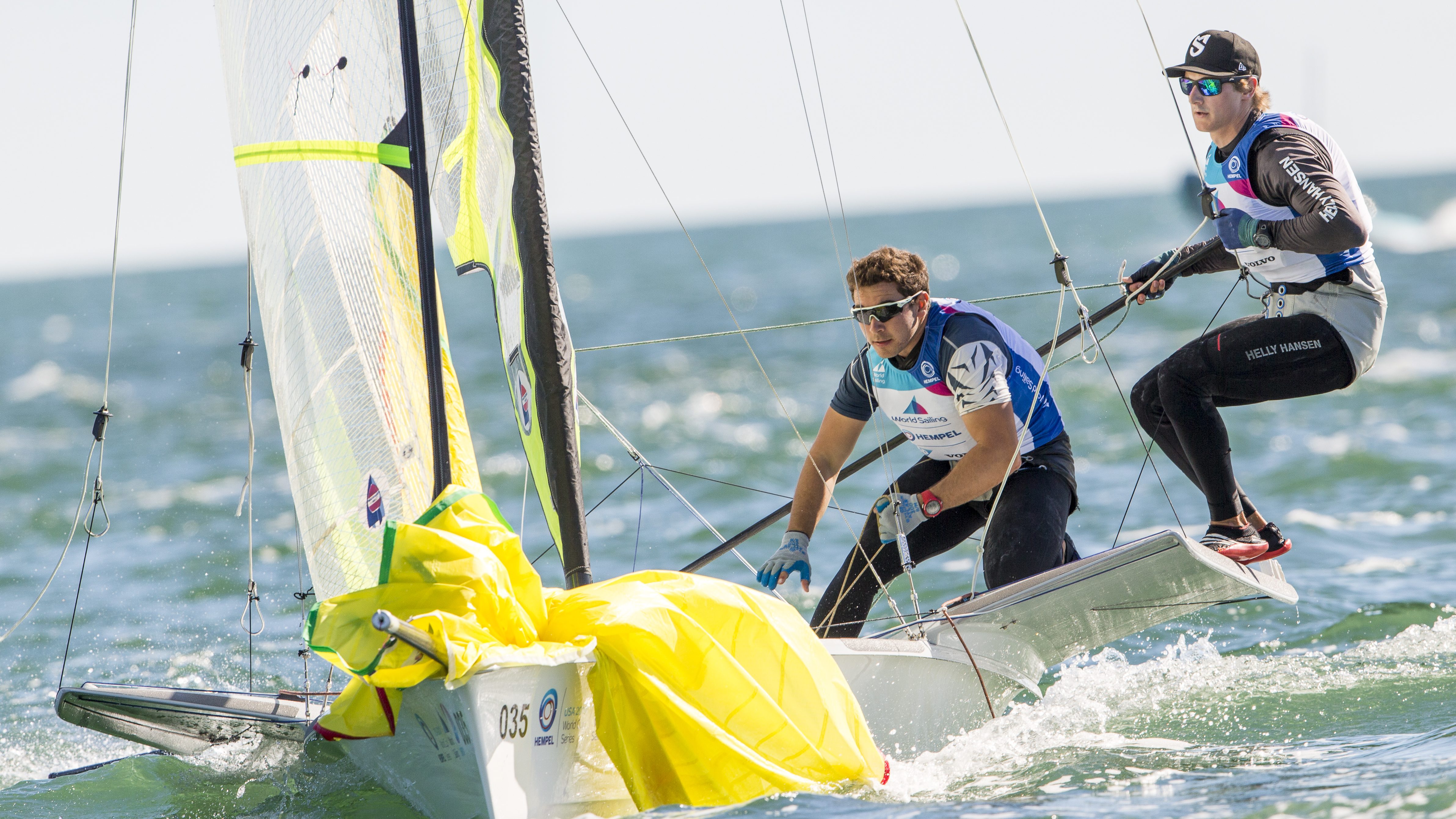 William Jones and Evan DePaul racing on their boat