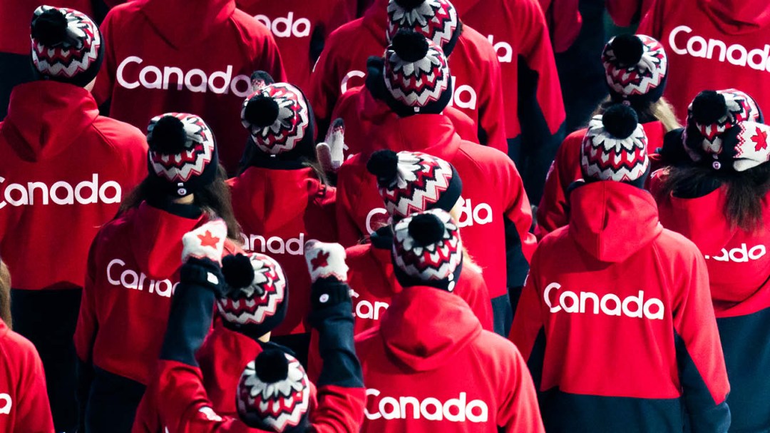Athletes walking in Team Canada gear