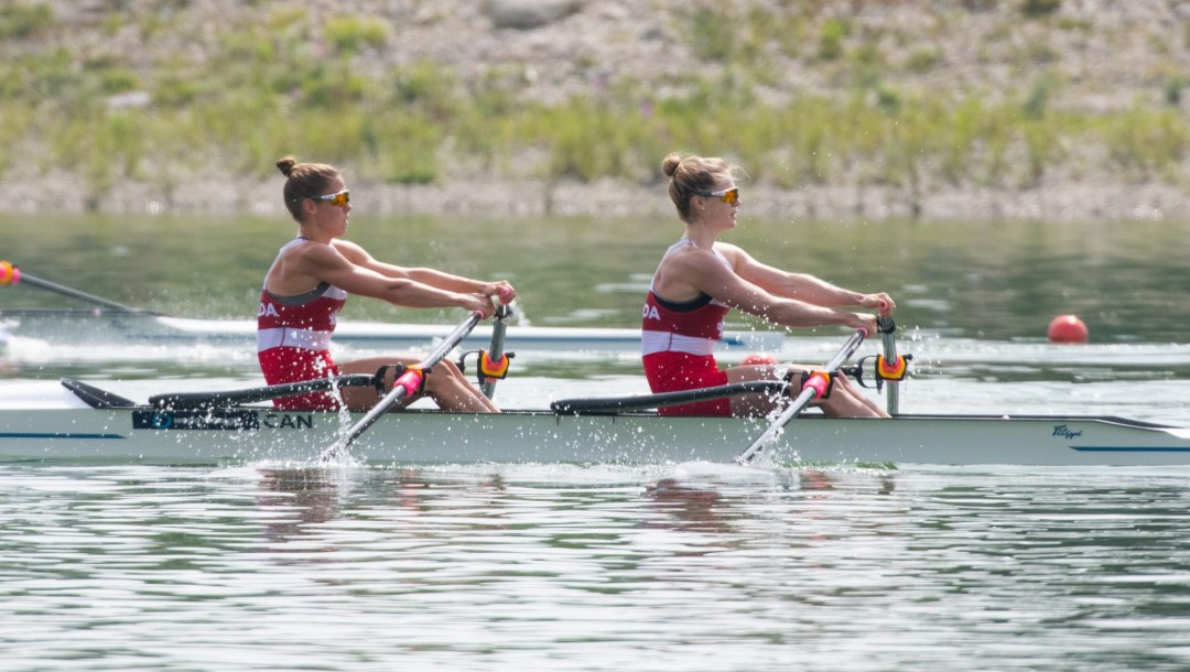 Two female rowers in their boat