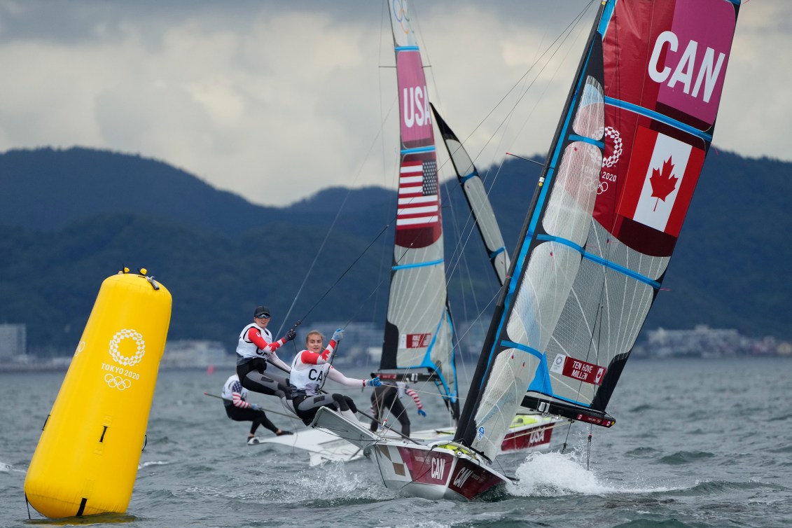 Team Canada sailing on the water