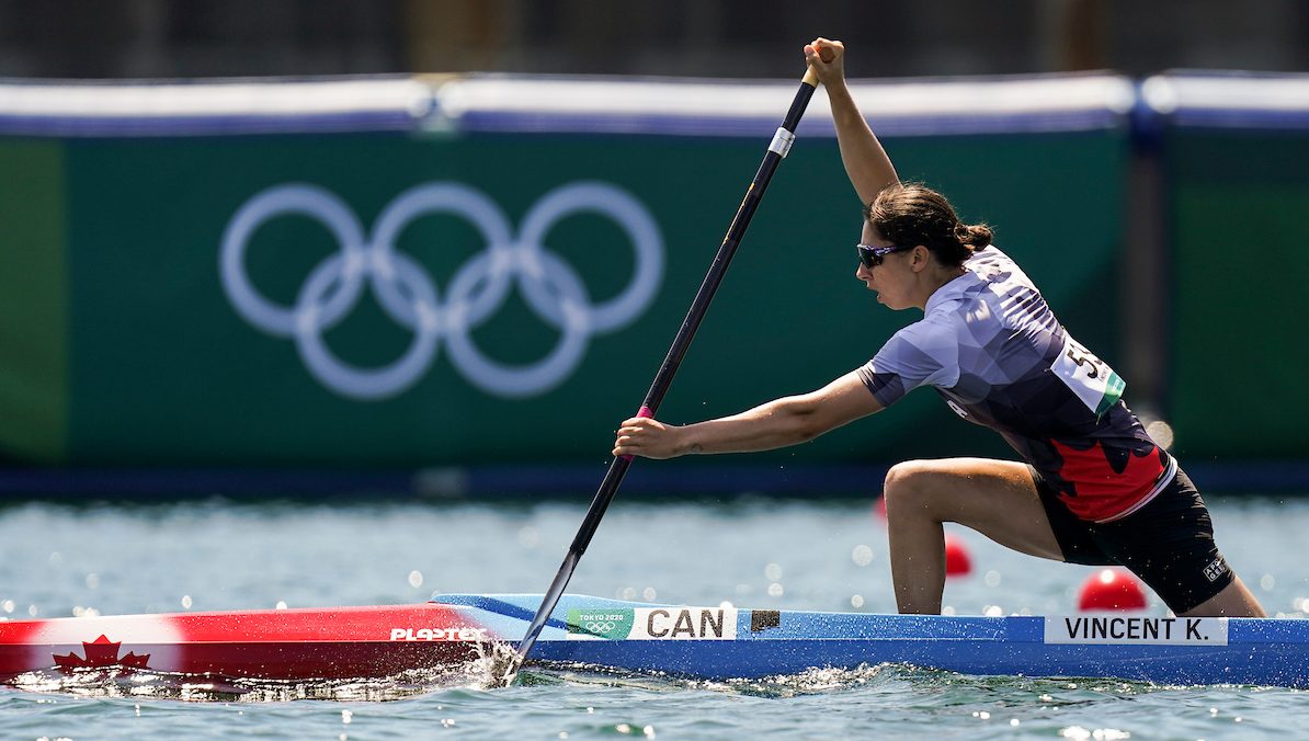 Katie Vincent competing in the C1 200m sprint