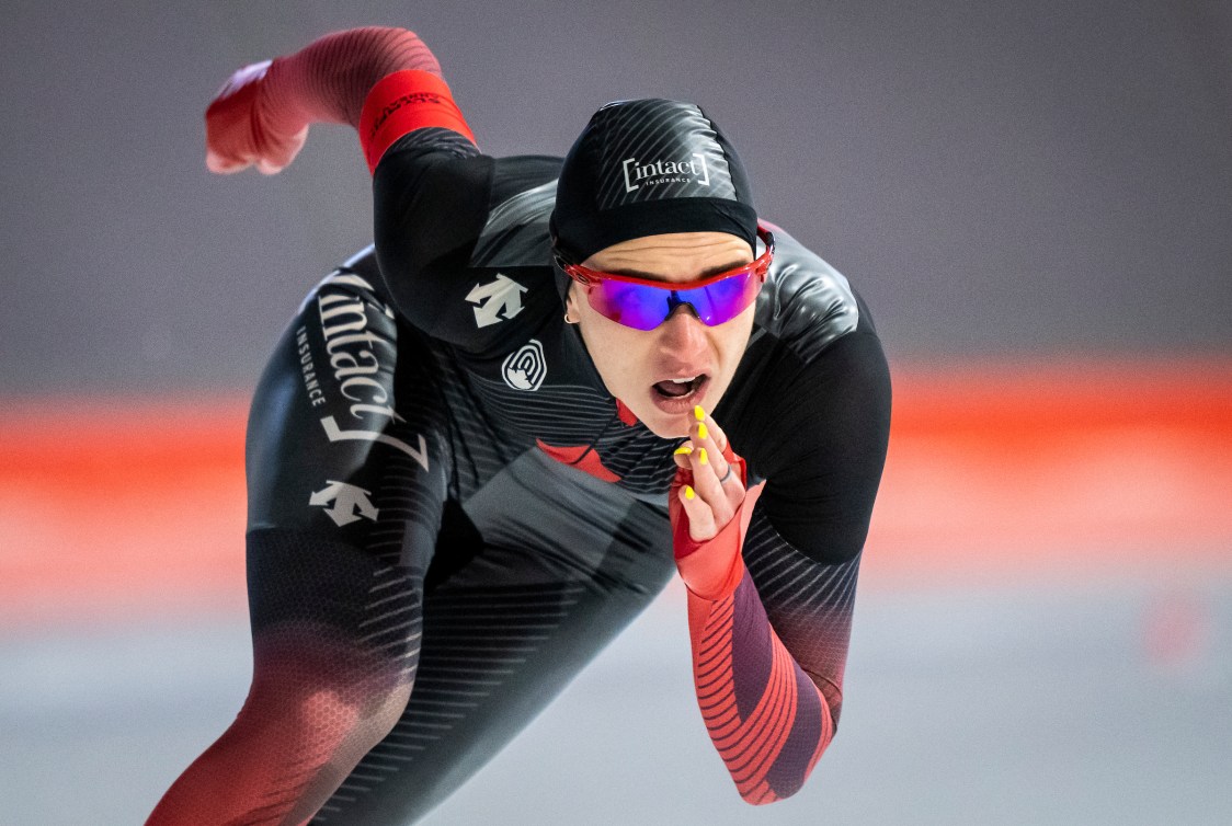 Brooklyn McDougall in a speed skating race