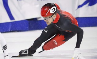 Canada's Pascal Dion skates during the men's 1500-metre semi-final competition at the ISU World Cup short track speed skating event in Calgary, Alta., Saturday, Nov. 3, 2018.THE CANADIAN PRESS/Jeff McIntosh