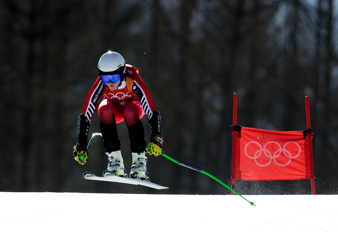 Roni Remme of Canada competes in the Ladies Super-G at the Jeongseon Alpine Centre during the PyeongChang 2018 Olympic Winter Games in PyeongChang, South Korea on February 17, 2018.