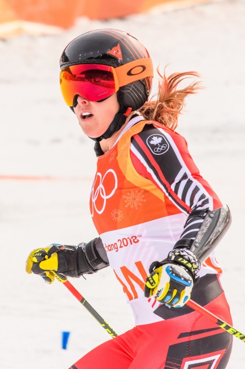 Erin Mielzynski competes during the Alpine Skiing - Alpine Team Event at the PyeongChang 2018 Winter Olympic Games at Yongpyong Alpine Centre on February 24, 2018 in Pyeongchang-gun, South Korea.