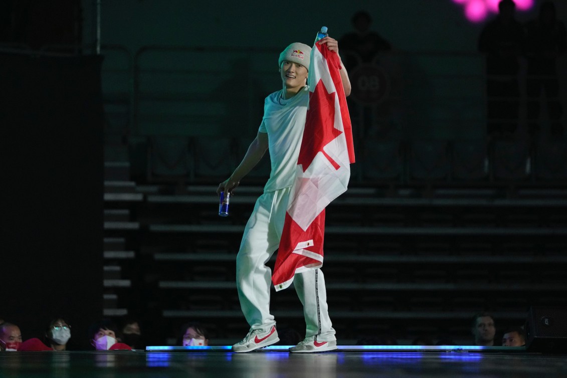 Winner Philip Kim of Canada, known as B-boy Phil Wizard, celebrates after winning the 2022 World Breaking Championship in Seoul, South Korea, Saturday, Oct. 22, 2022. Breakdancing will make its debut as an Olympic sport at the 2024 Paris Olympics. (AP Photo/Lee Jin-man)
