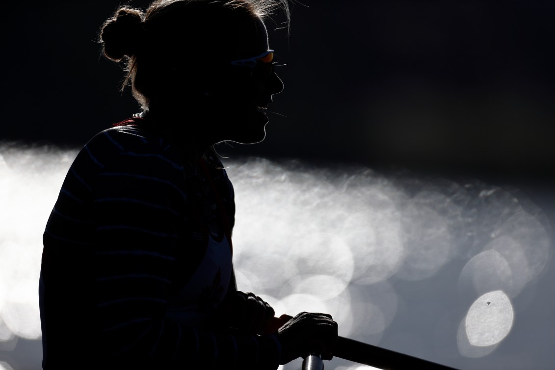 Silhouette of Caileigh Filmer rowing