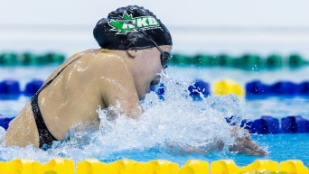 Julie Brousseau swims breaststroke