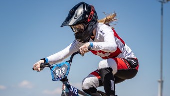 Molly Simpson competes in BMX