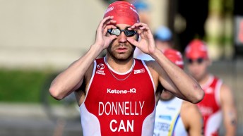 Liam Donnelly adjusts his goggles