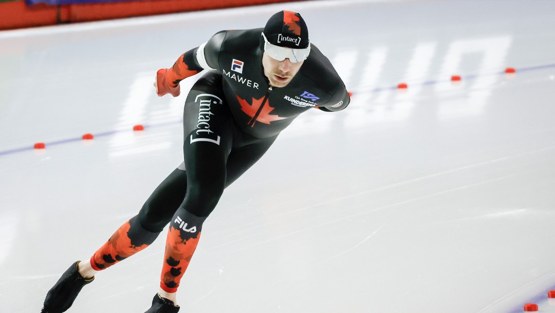 Ted-Jan Bloemen of Team Canada on the ice in Calgary.