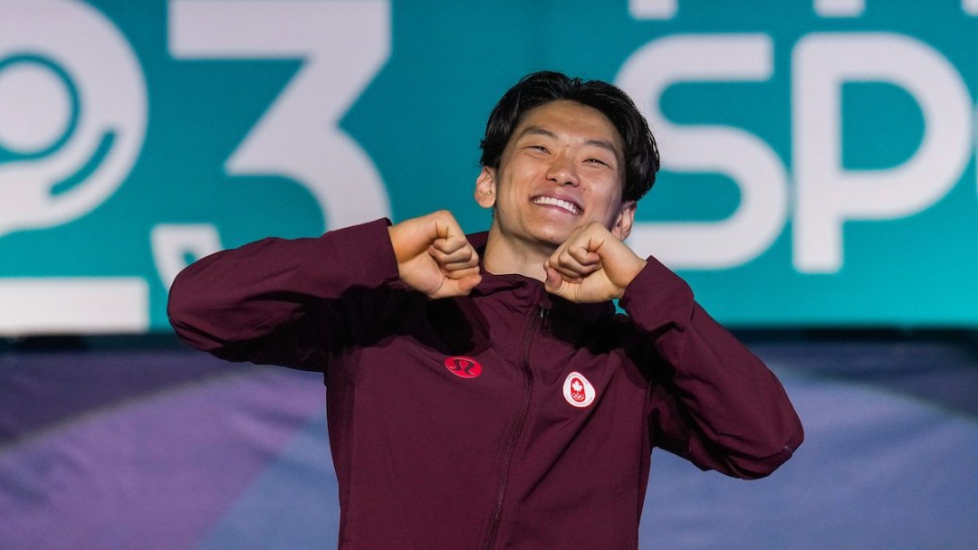 Phil Wizard dances before receiving his medal at the Pan Am Games