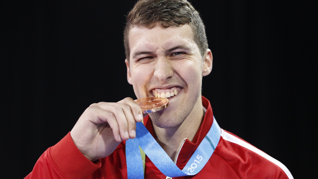 Marc-André Bergeron a remporté le bronze au taekwondo aux Jeux panaméricains de Toronto à l'été 2015.