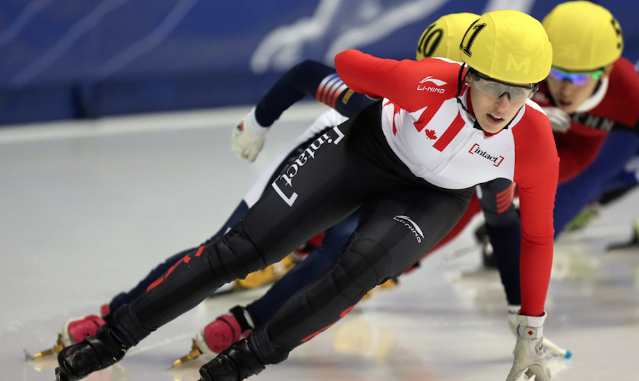 Marianne St-gelais lors de la Coupe du monde de Montréal, le 31 octobre 2015.