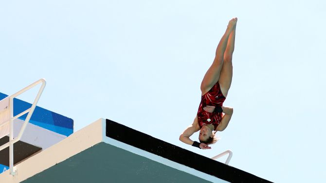 Célina Toth au Grand prix FINA de plongeon à San Juan (Porto Rico), le 3 avril 2016.