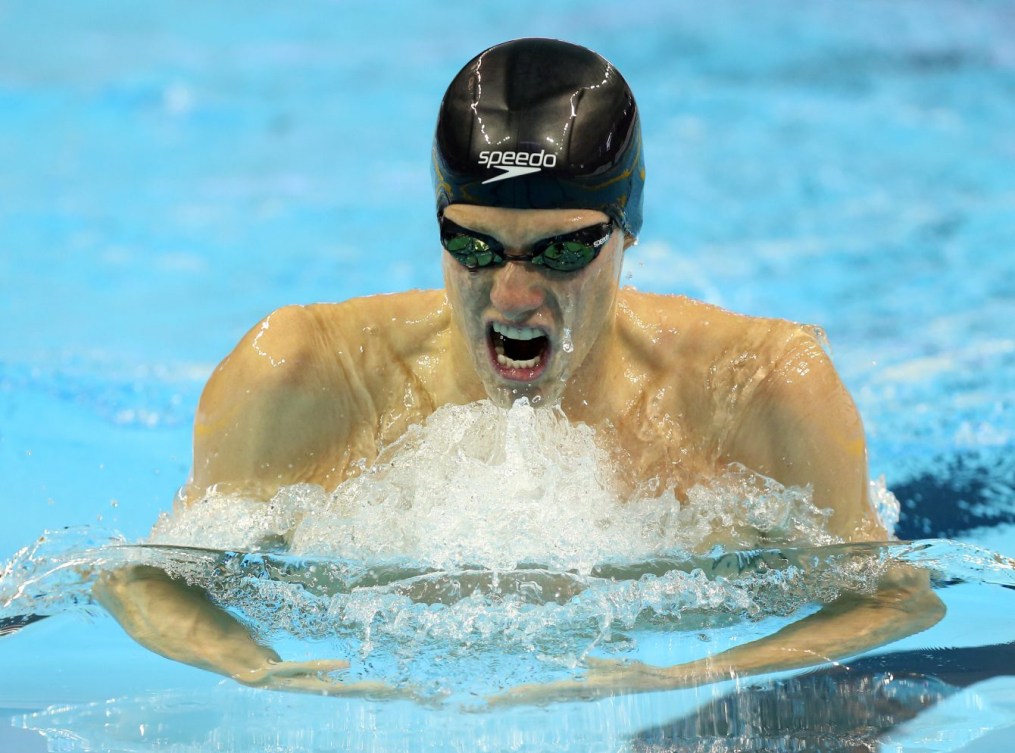 Jason Block aux essais olympiques de Natation Canada, le 7 avril 2016. (Photo Scott Grant)