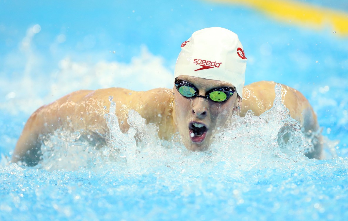 Mackenzie Darragh aux essais olympiques de Natation Canada, le 6 avril 2016. (Photo Scott Grant)