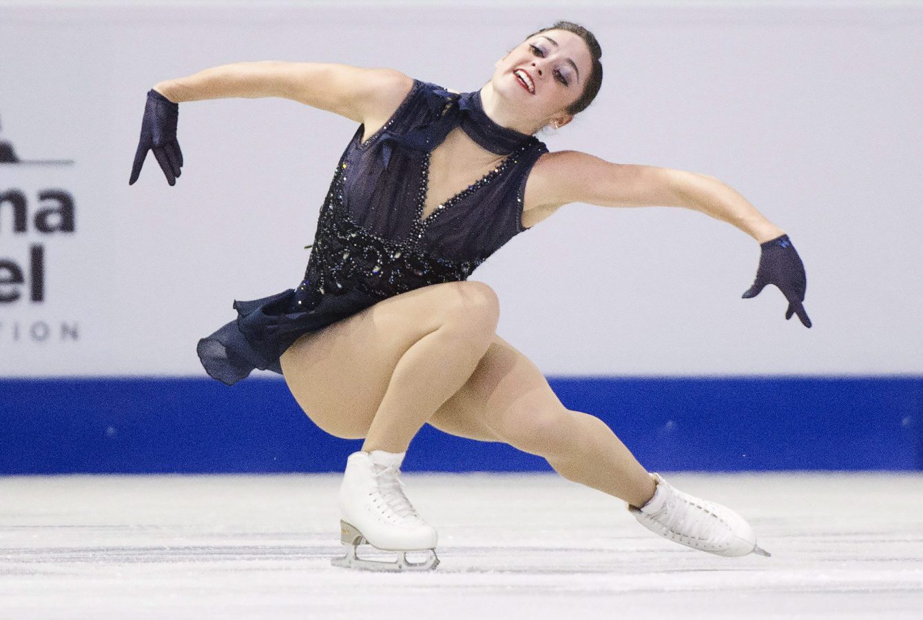 Kaetlyn Osmond d'Équipe Canada lors du programme court du concours féminin du Grand prix de l'ISU à Régina, le 27 octobre 2017.