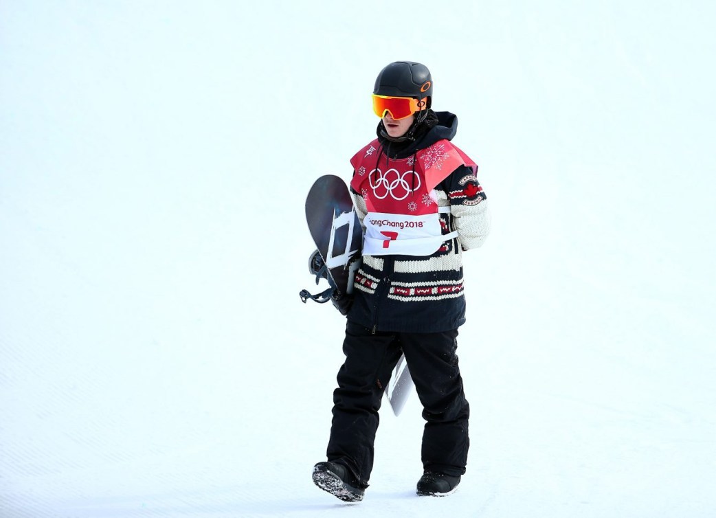 Le Canadien Sébastien Toutant remporte l’or en finale du big air hommes au Centre de saut à ski d’Alpensia lors des Jeux olympiques d’hiver de PyeongChang 2018 en Corée du Sud le 24 février 2018. (Photo : Vaughn Ridley/COC)