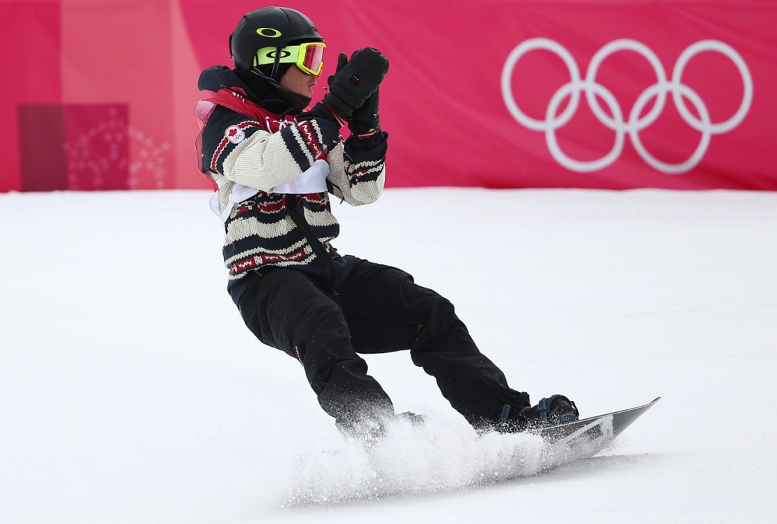 Le Canadien Sébastien Toutant remporte l’or en finale du big air hommes au Centre de saut à ski d’Alpensia lors des Jeux olympiques d’hiver de PyeongChang 2018 en Corée du Sud le 24 février 2018. (Photo : Vaughn Ridley/COC)