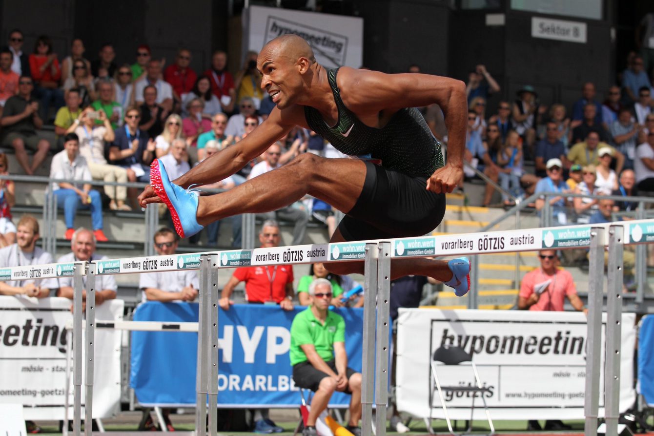 Damian Warner d'Équipe Canada en route vers un quatrième titre au Hypo Meeting à Götzis, en Autriche. (Photo : Jean Pierre Durand)