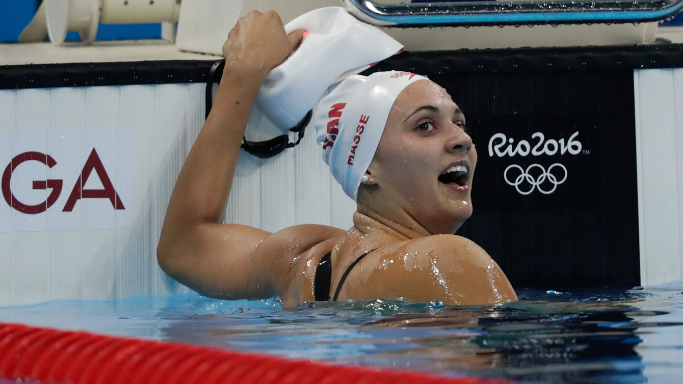 Kylie Masse est satisfaite de son résultat après la demi-finale du 100 m dos.